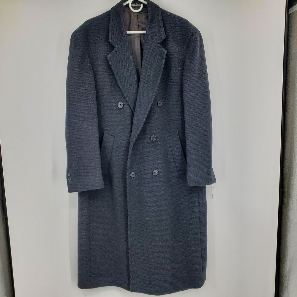 Allyn Saint‎ George Cashmere Blend Double Breasted Overcoat Charcoal Grey 42S